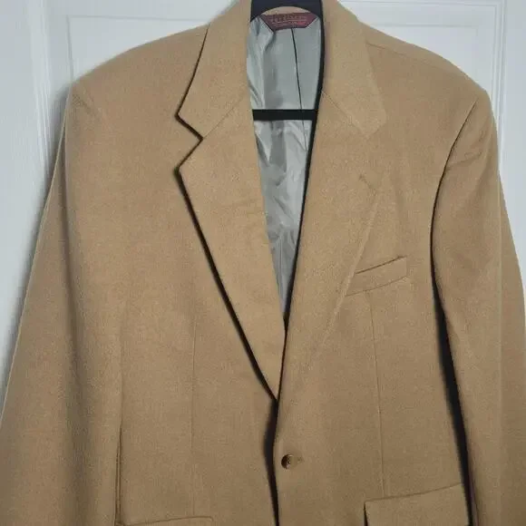 VINTAGE Nordstrom Classics Blazer Mens 44 Camel Hair Sport Coat Made in USA 90s